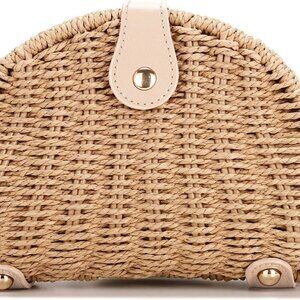 Straw Crossbody Bag Women Summer Handmade Woven Wicker Beach Purse Adjustable